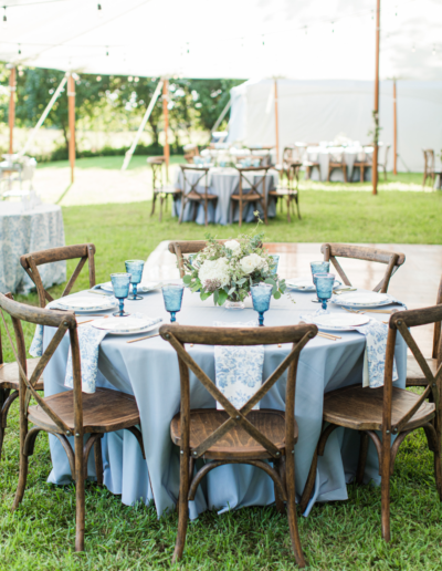 Eastern Shore Wedding on a Private Estate Table Setting Blue Floral